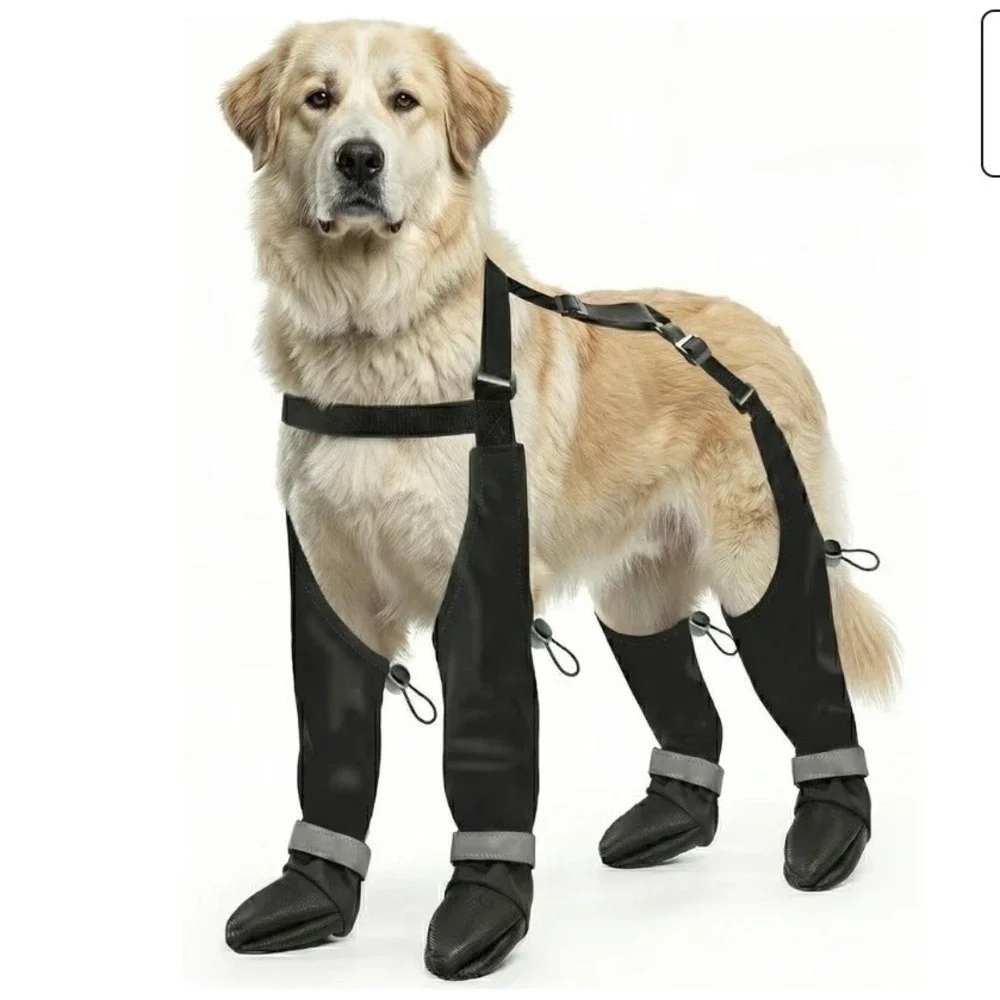 YINWANBB Dog Boots with Adjustable Suspenders Waterproof Anti-Slip Black XL O4